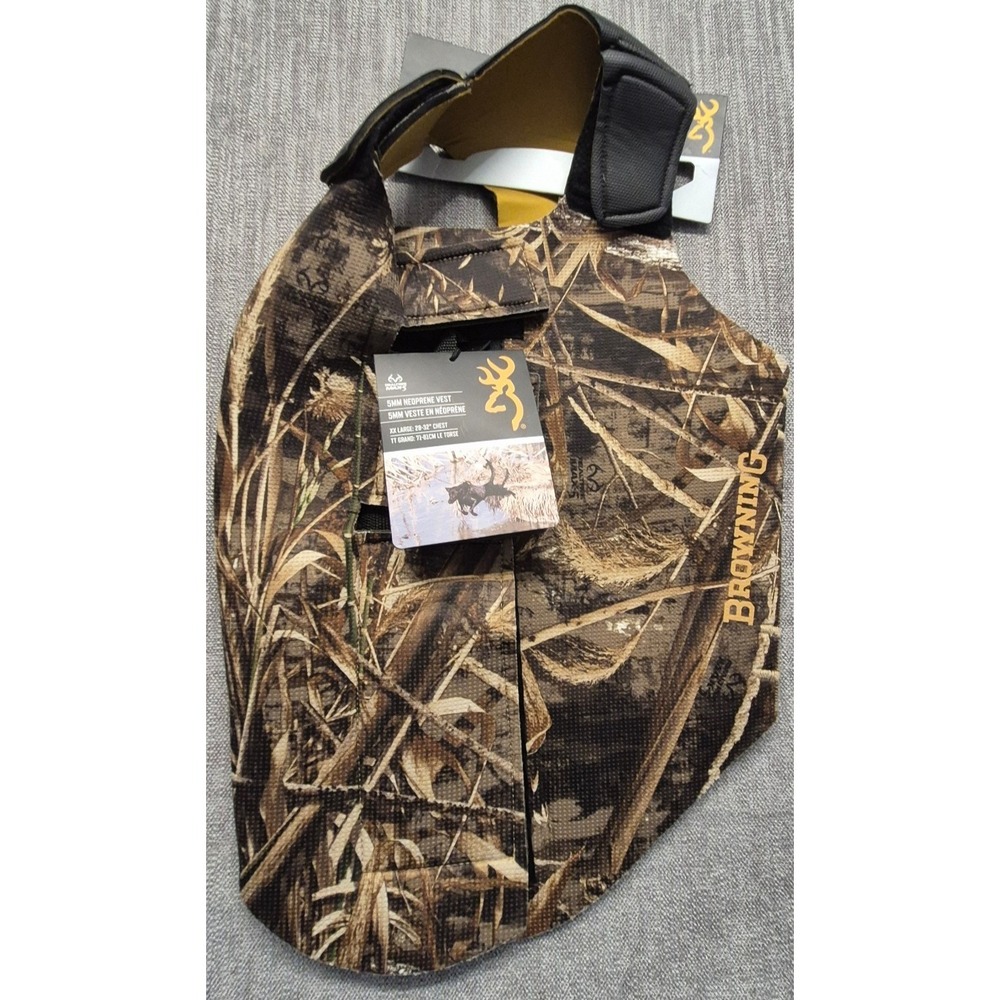 NWT Browning Neoprene Camo Max-5 Dog hunting Vest XXL Chest Protector adjustable